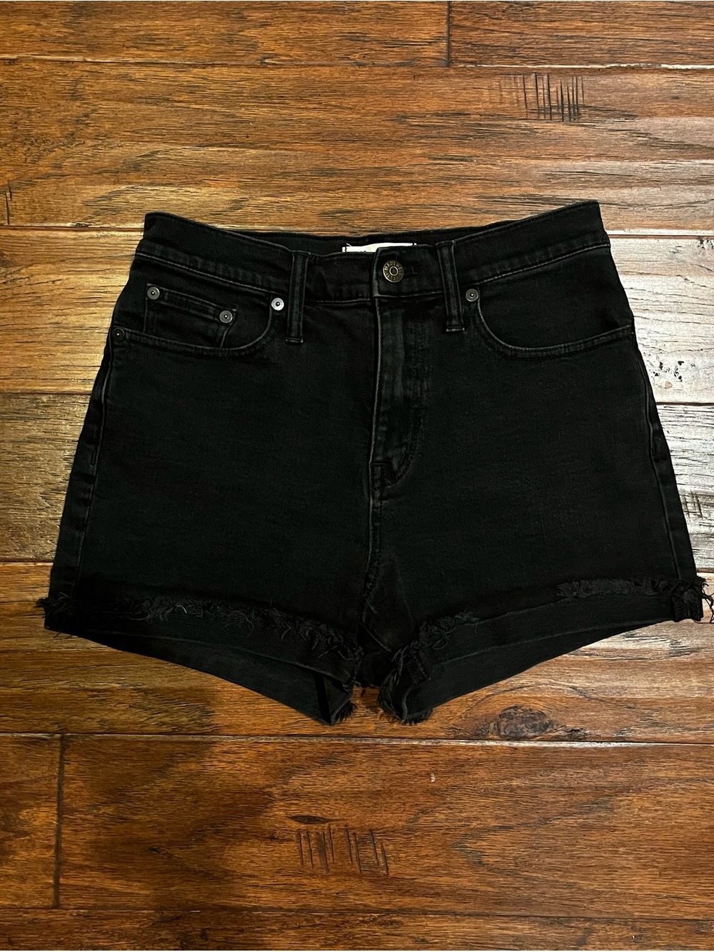 Madewell Black High-Rise Frayed Hem Jean Shorts